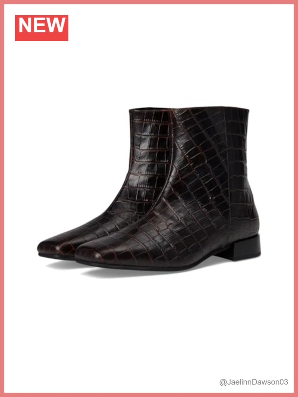 Women's Leather Ankle Bootie Almond Toe Block Heel
